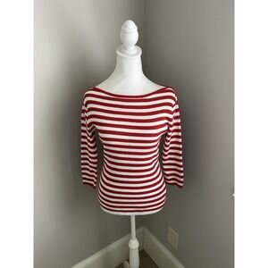 Vintage‎ Jeanne Pierre Striped Boat Neck Red Sweater Size S